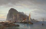 Vilhelm Melbye Shipping off Gibraltar France oil painting artist